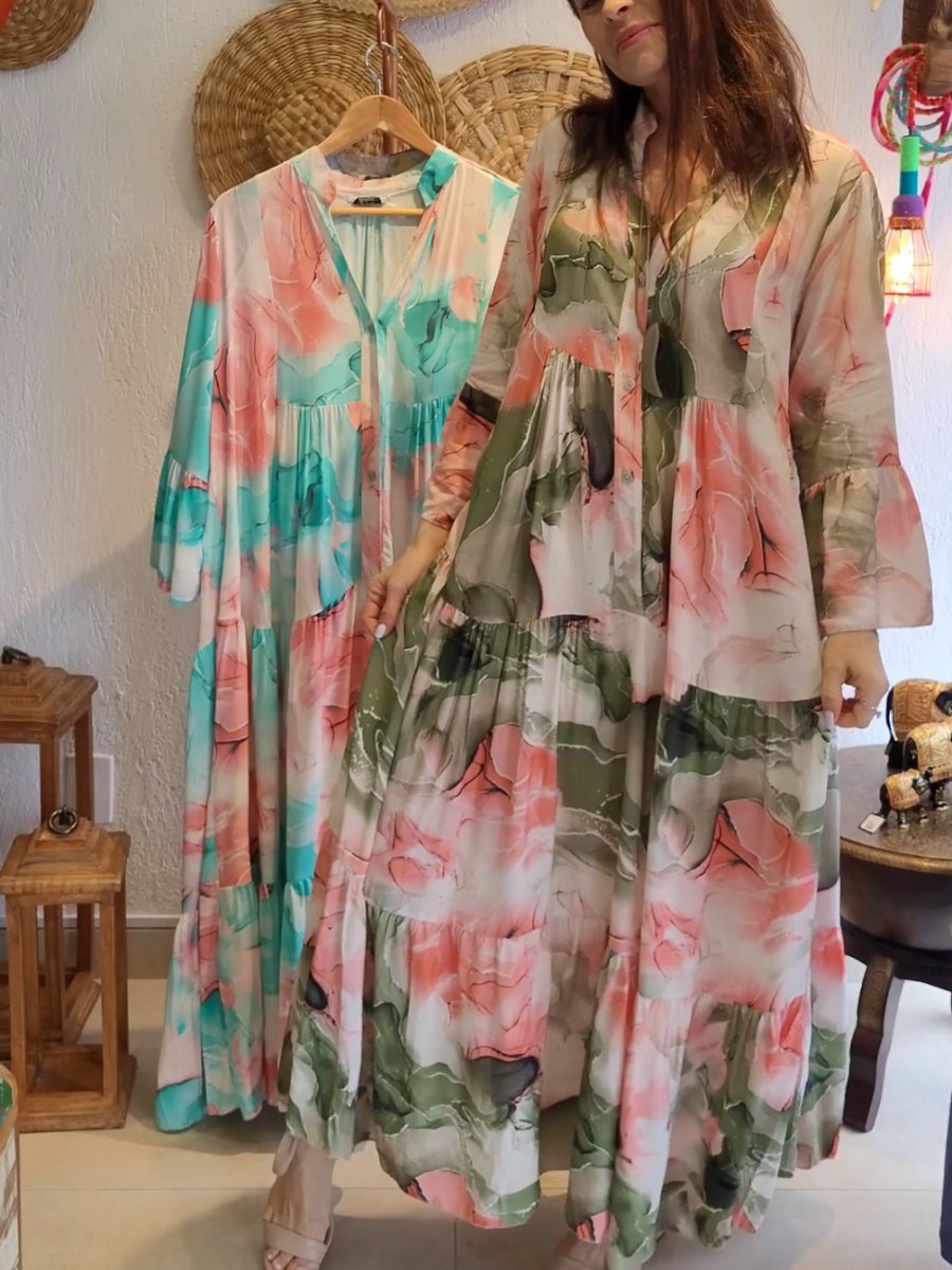 Colourful Ink Painting Print Dress