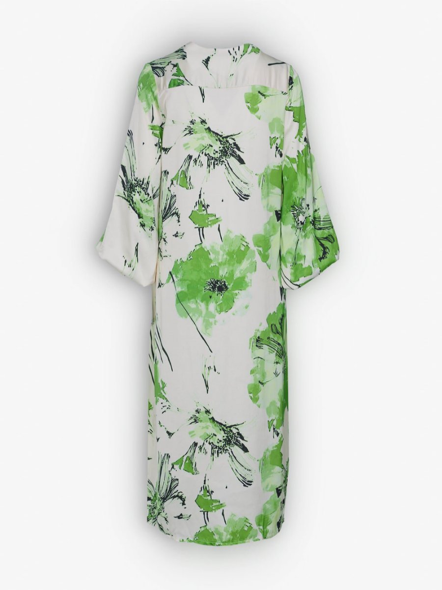 Temperament Green V-Neck Midi Dress