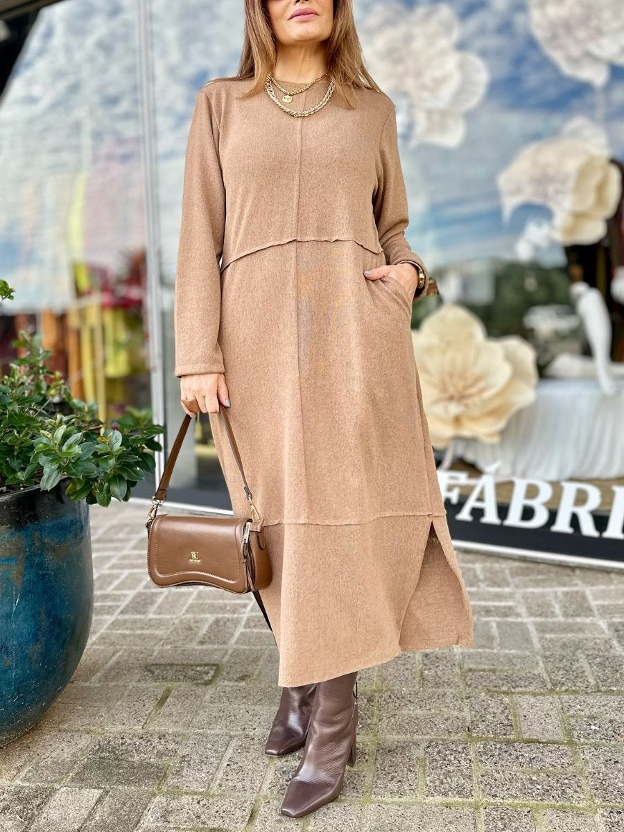 Comfortable Long Sleeve Cashmere Dress