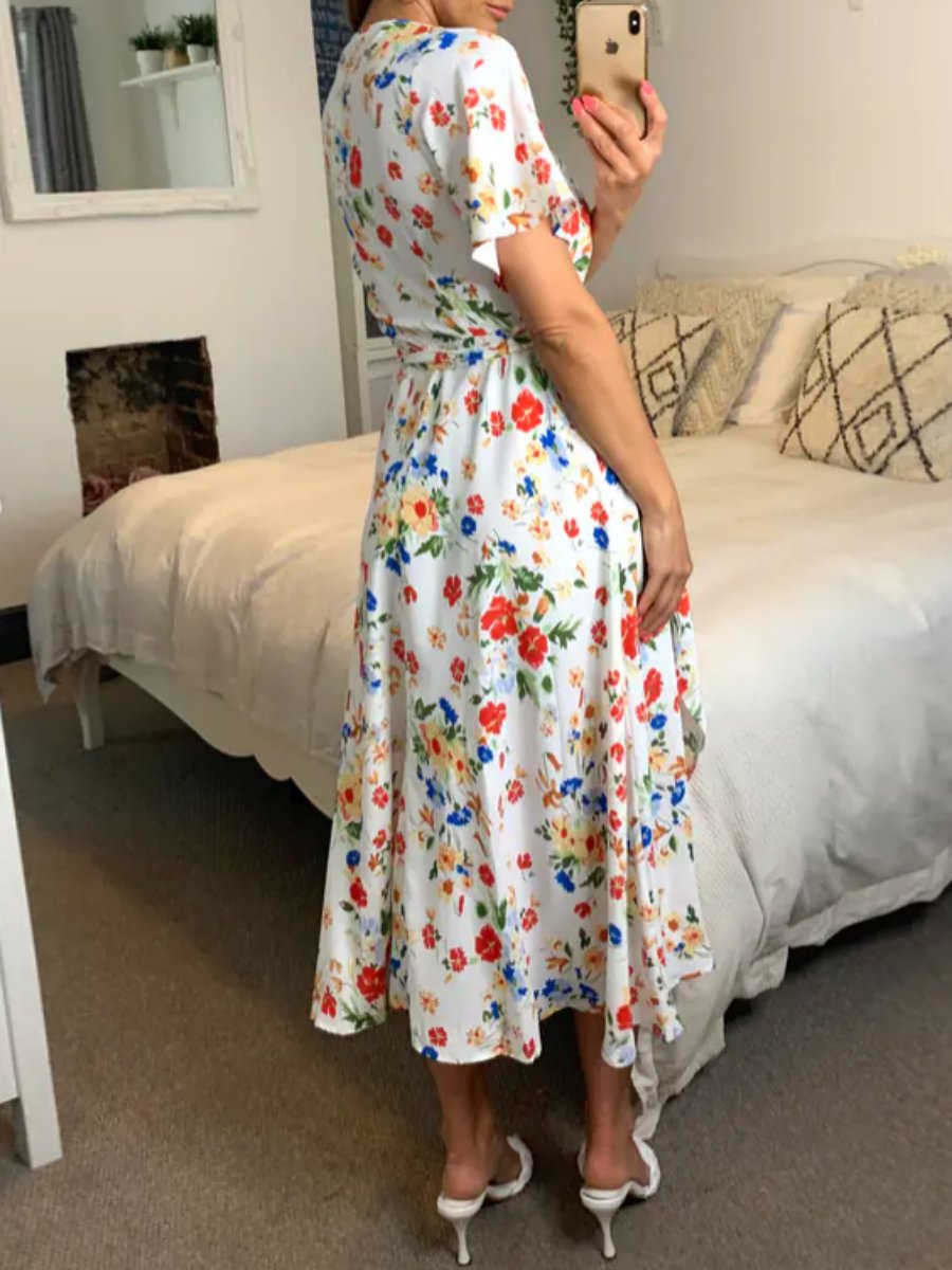 Floral Wrap Midi Dress