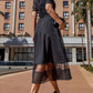 Elegant Black Plaid Midi Dress