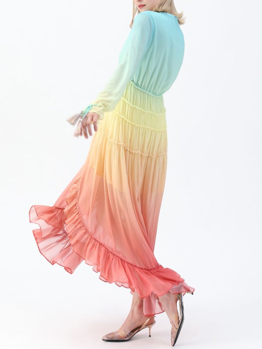 Holiday Paradise Gradient V-Neck Dress