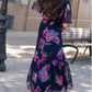 V Neck Chiffon Floral Dress