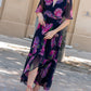 V Neck Chiffon Floral Dress