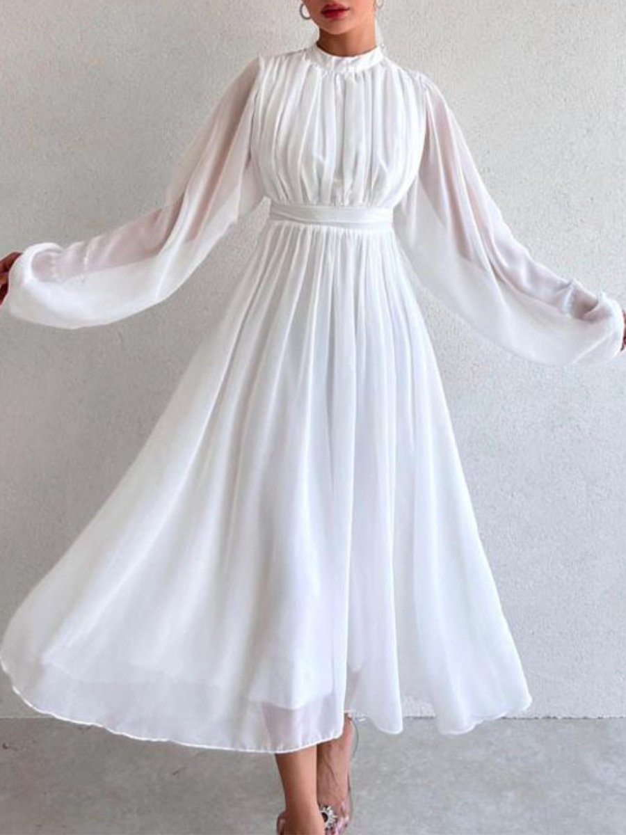 Long Sleeve Pleated Dress