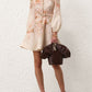 Cream Floral Buttoned Mini Dress