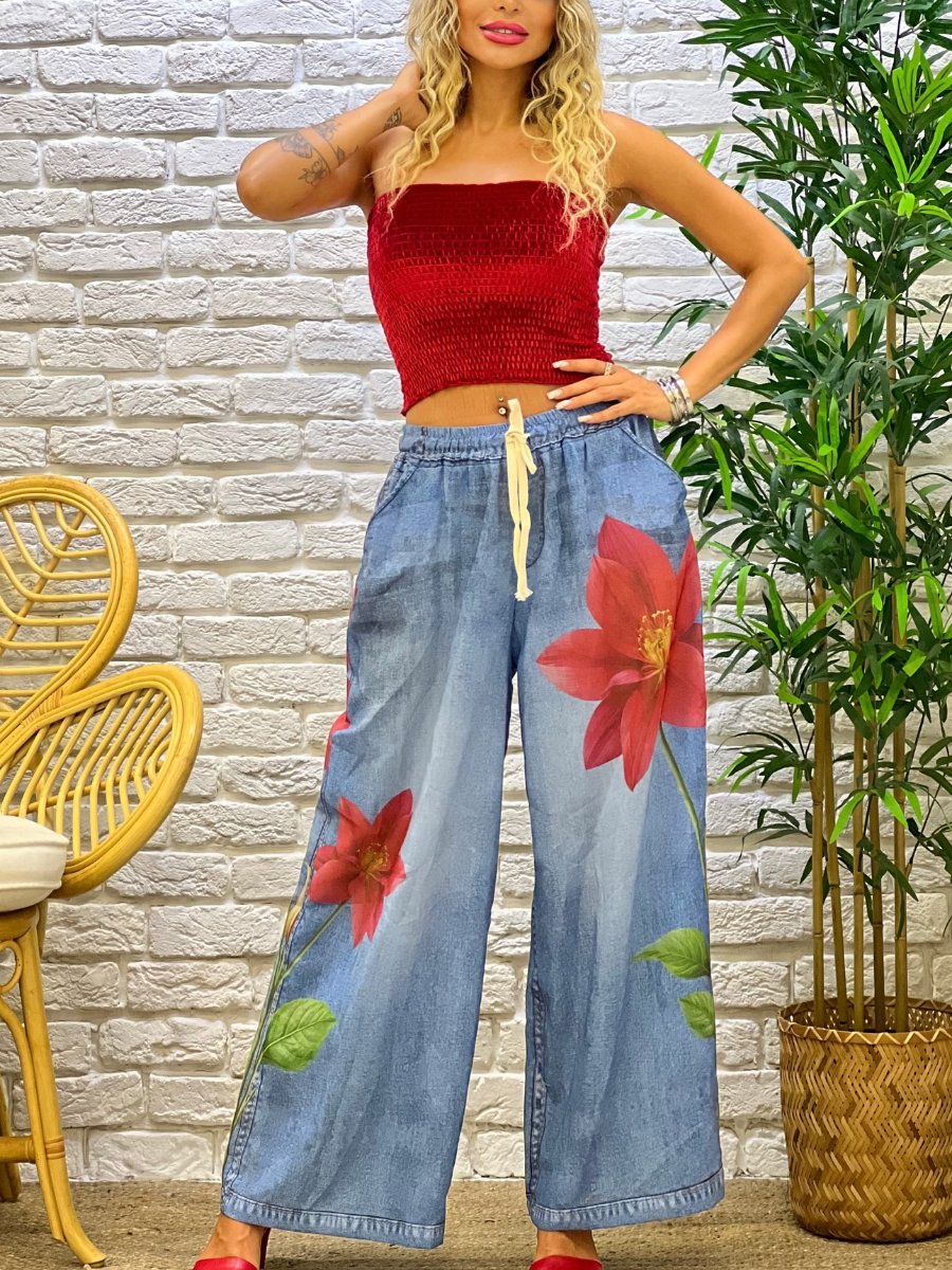 PRINT DENIM TROUSER