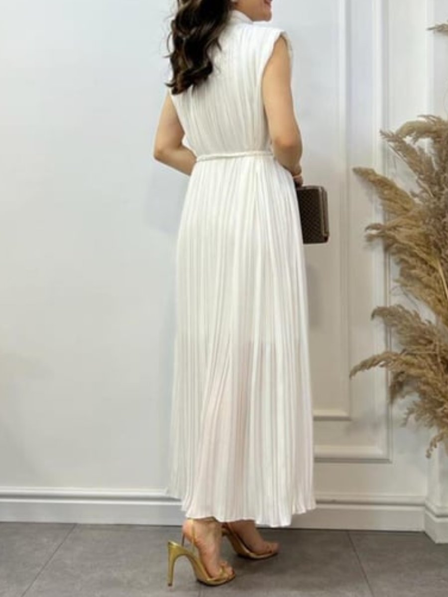 Sleeveless Pleated Chiffon Dress