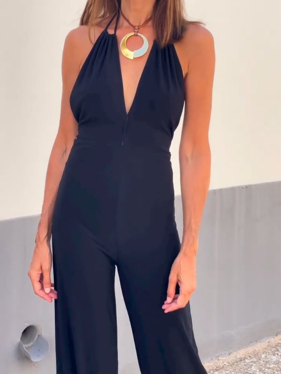 Black Sexy Backless Jumpsuit