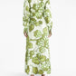 Green Fruit Print Silk Dress