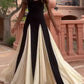 Black and White Contrasting Flowing Dress