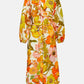 Sunflower Print Linen Shirt Dress