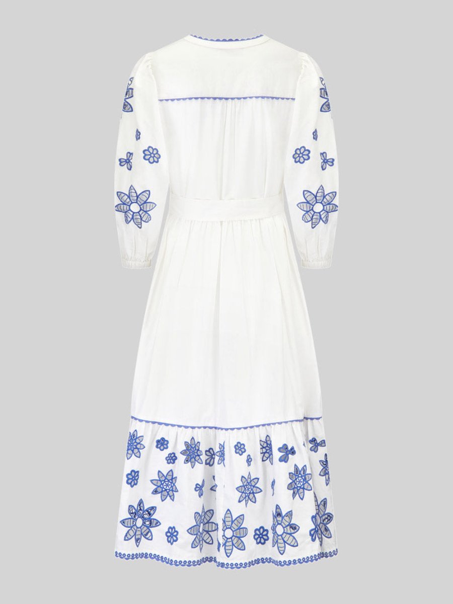 White Organic Cotton Embroidered Dress