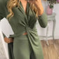 V-Neck Long Sleeve Two Piece Set