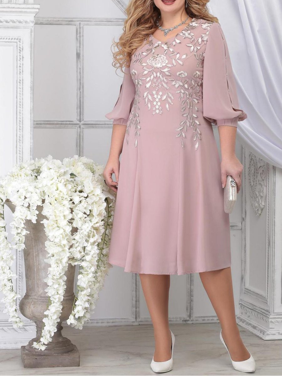 Elegant Chiffon Long Sleeve Dress