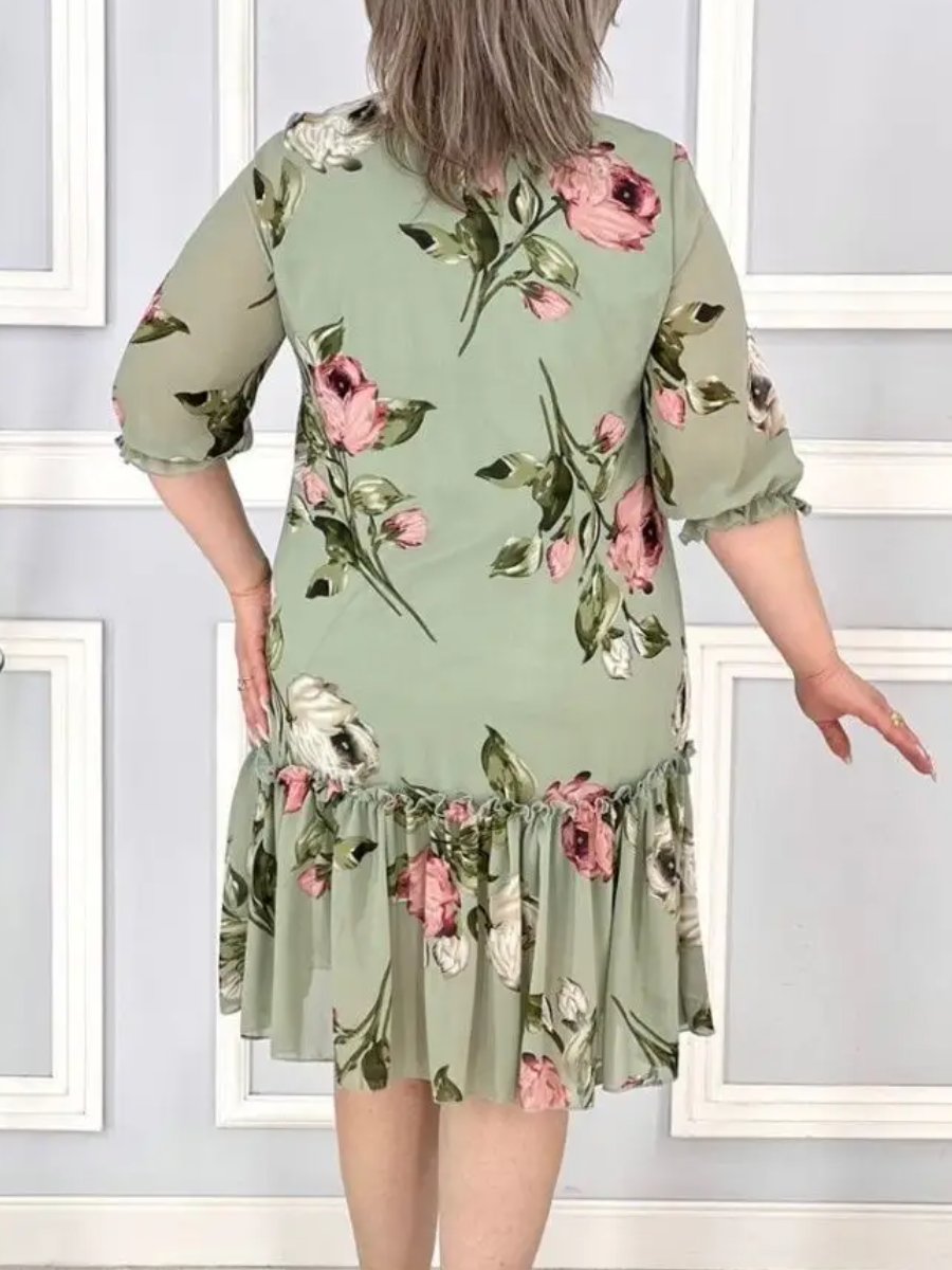 Floral Chiffon Half Sleeve Dress