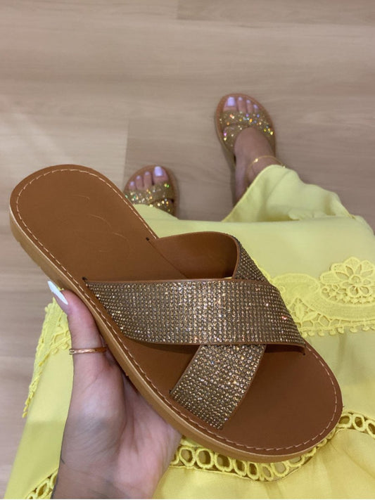 Embellished Cross Strap Sandals