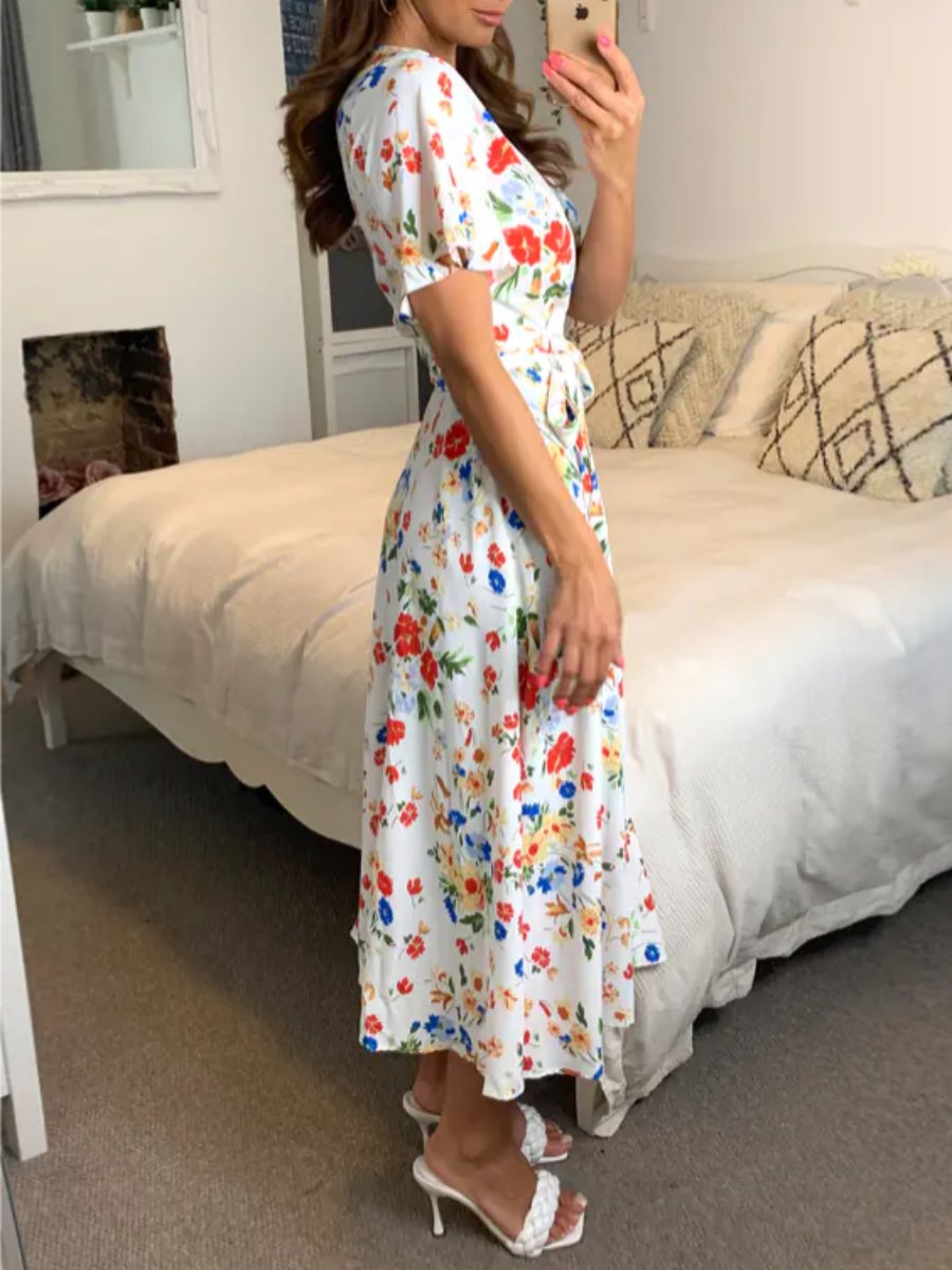 Floral Wrap Midi Dress