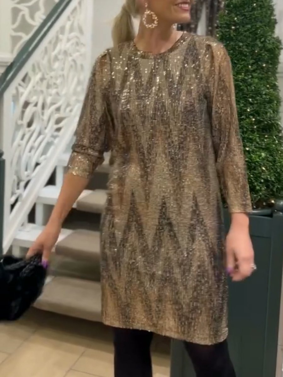 Bronze Zig Zag Sequin Dress