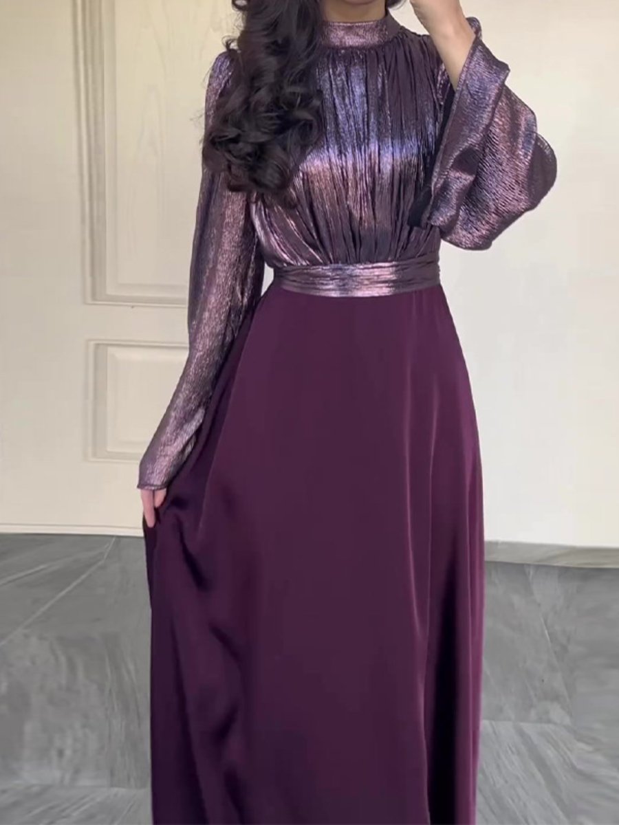 Purple Long Sleeve Party Dress