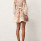 Cream Floral Buttoned Mini Dress