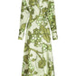 Green Fruit Print Silk Dress