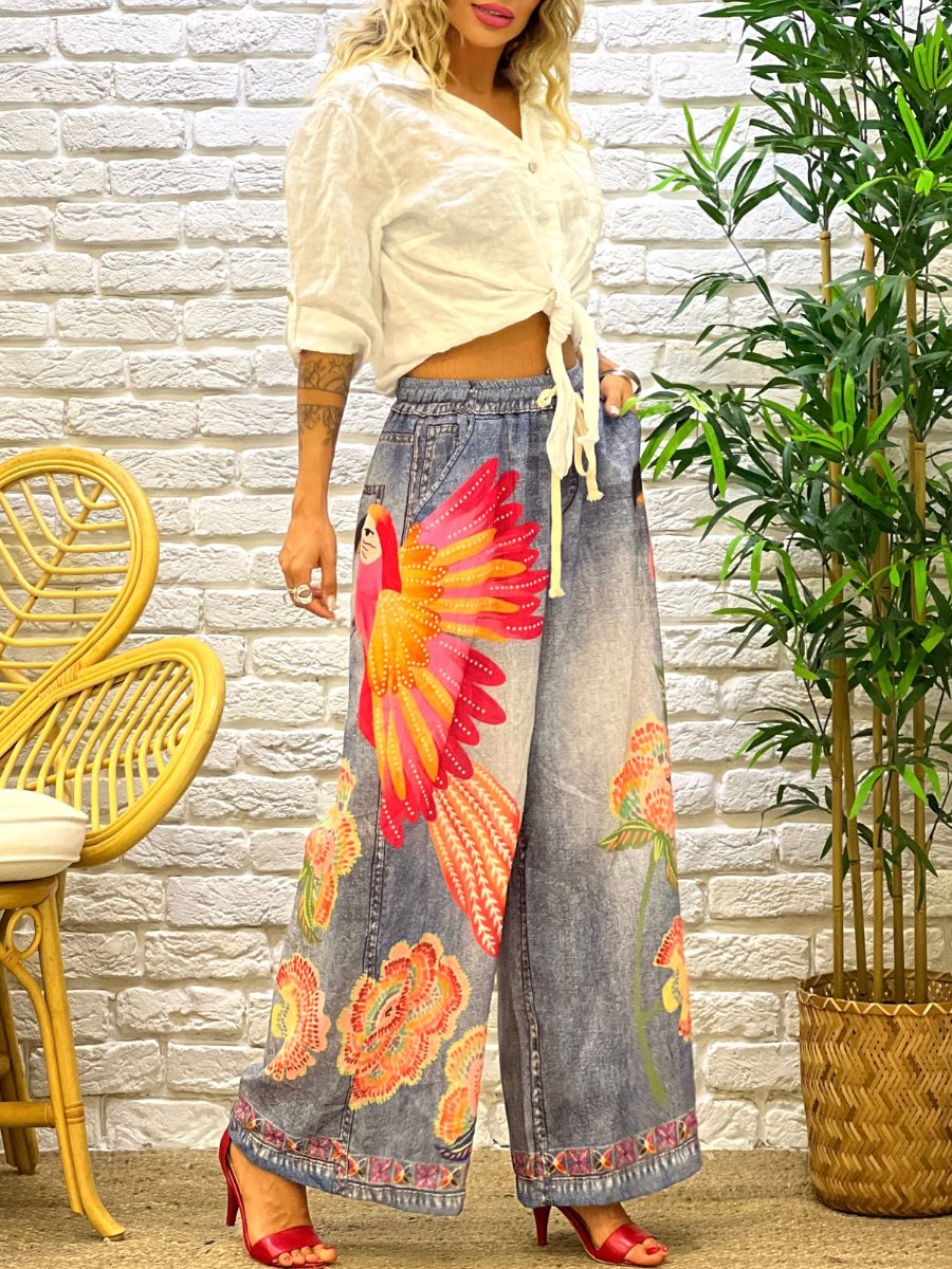 PRINT DENIM TROUSER