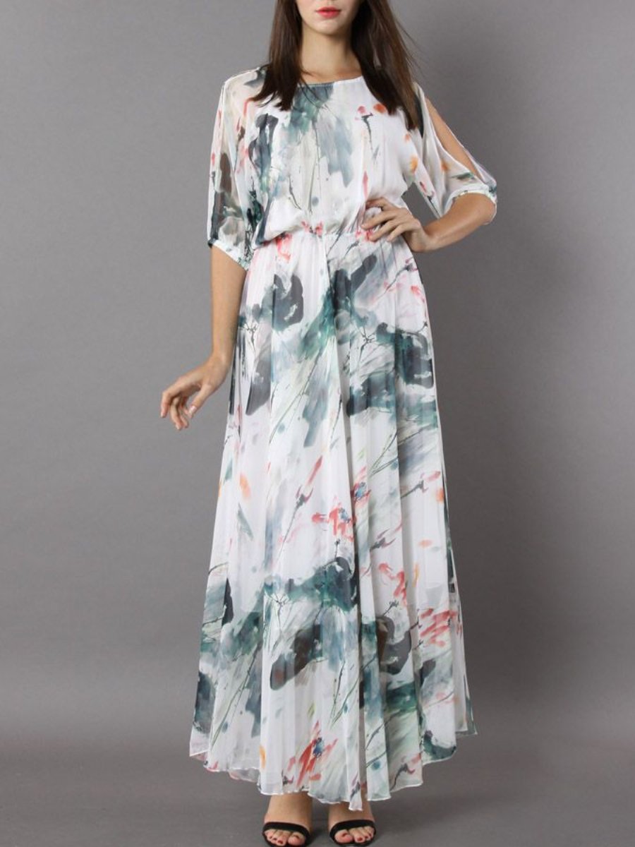 Painted Elegance Watercolour Dress