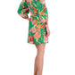 Floral-Print Smocked Geo-Neck Dress