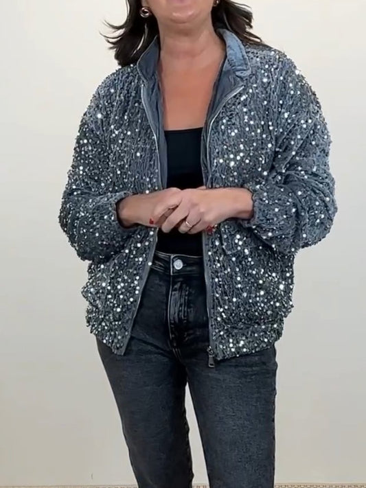 Fashion Sequin Bomber Jacket