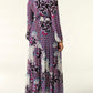 Purple Printed Crepe Maxi Dress