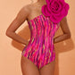 3D Pink Flower Two-piece Swimsuit