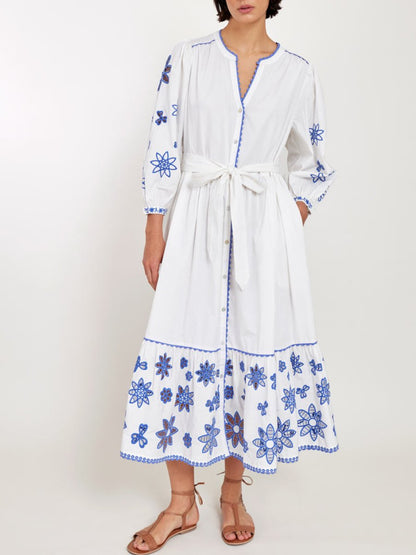 White Organic Cotton Embroidered Dress