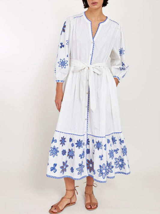 White Organic Cotton Embroidered Dress