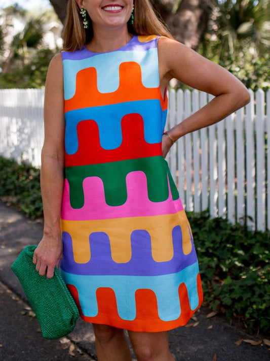 Vibrant Placement Print Dress