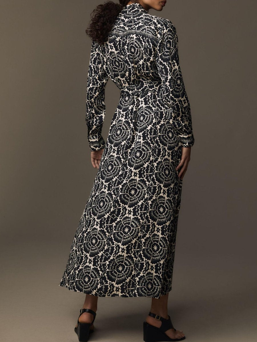 Long Sleeve Printed Shirt Dress