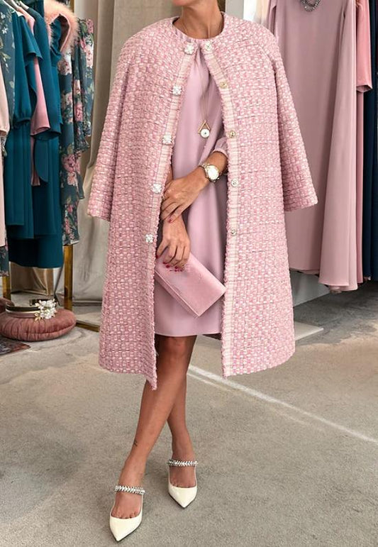 Elegant Pink Tweed Coat