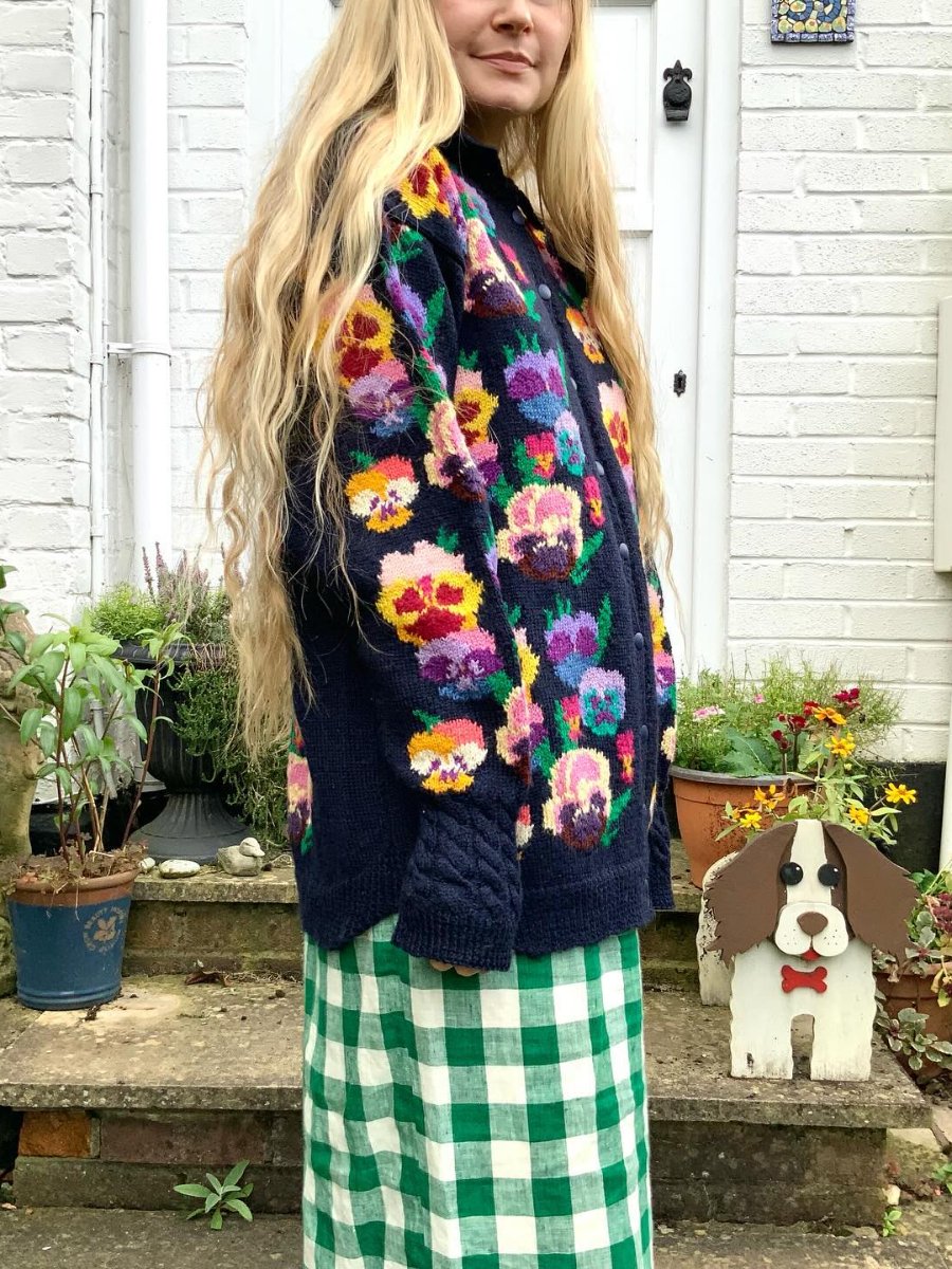 Handmade Vintage Pansy Cardigan