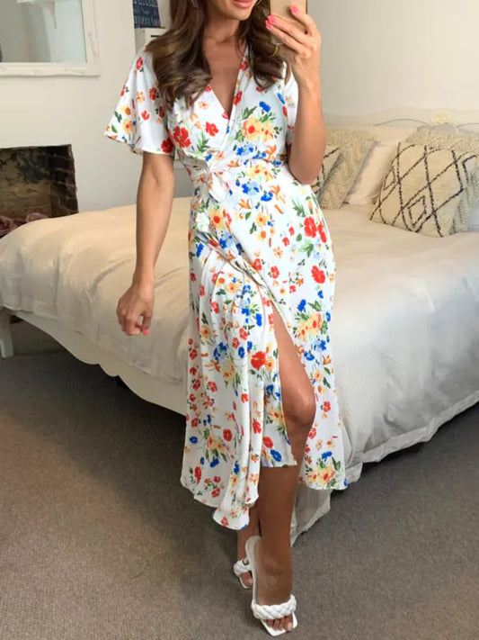 Floral Wrap Midi Dress