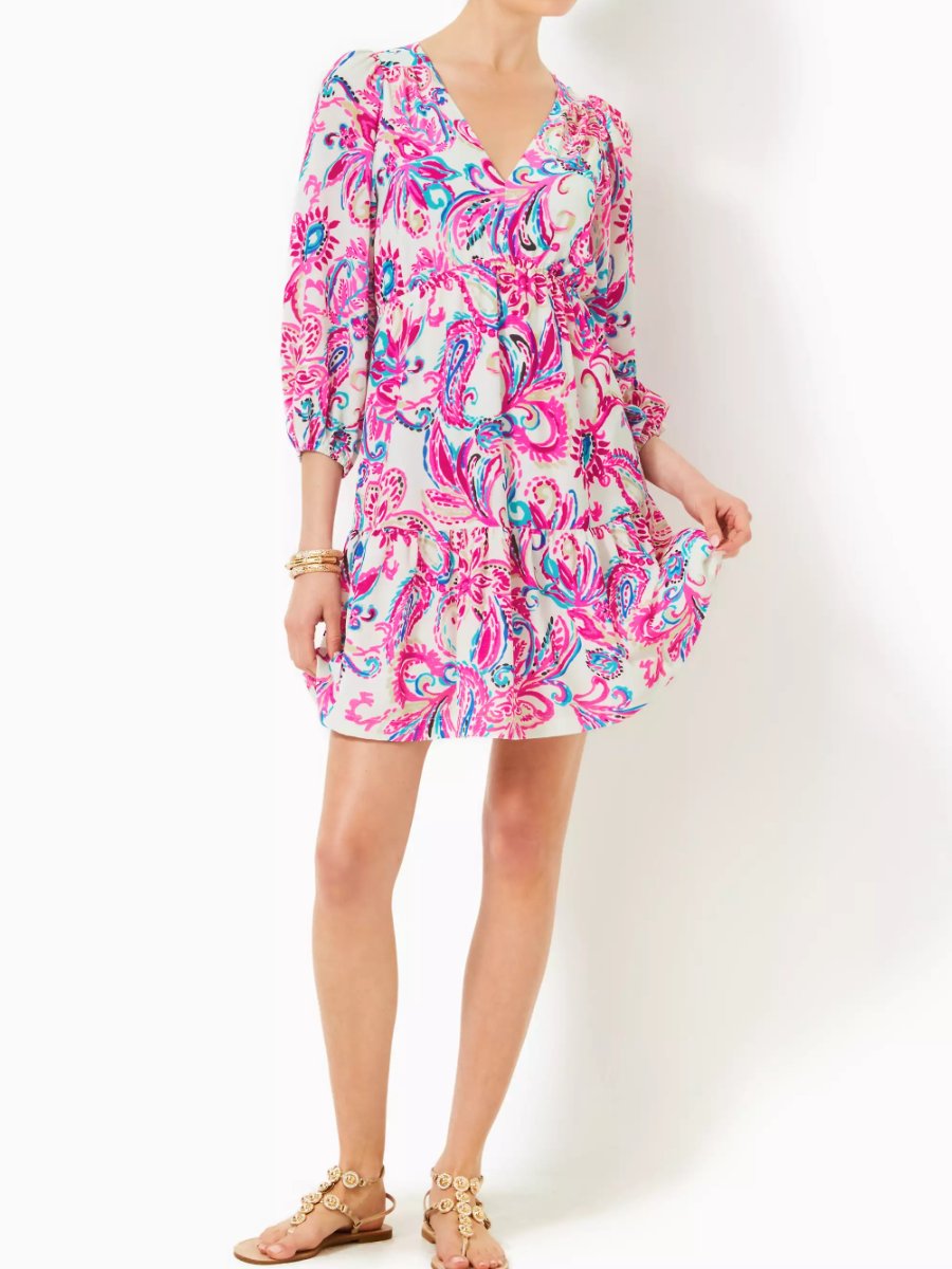 V Neck Printed Dress