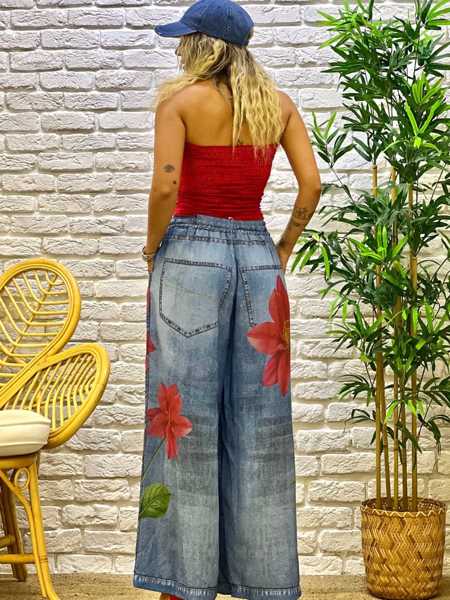 PRINT DENIM TROUSER