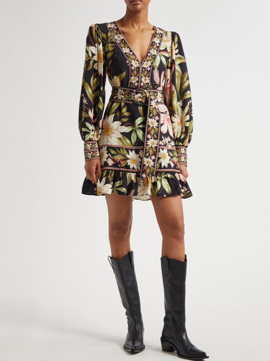 Surreal Flowers Long Sleeve Mini Dress