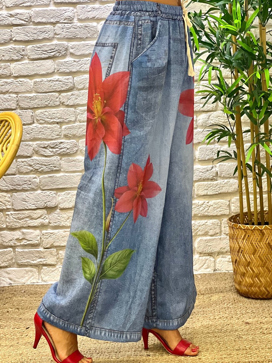 PRINT DENIM TROUSER