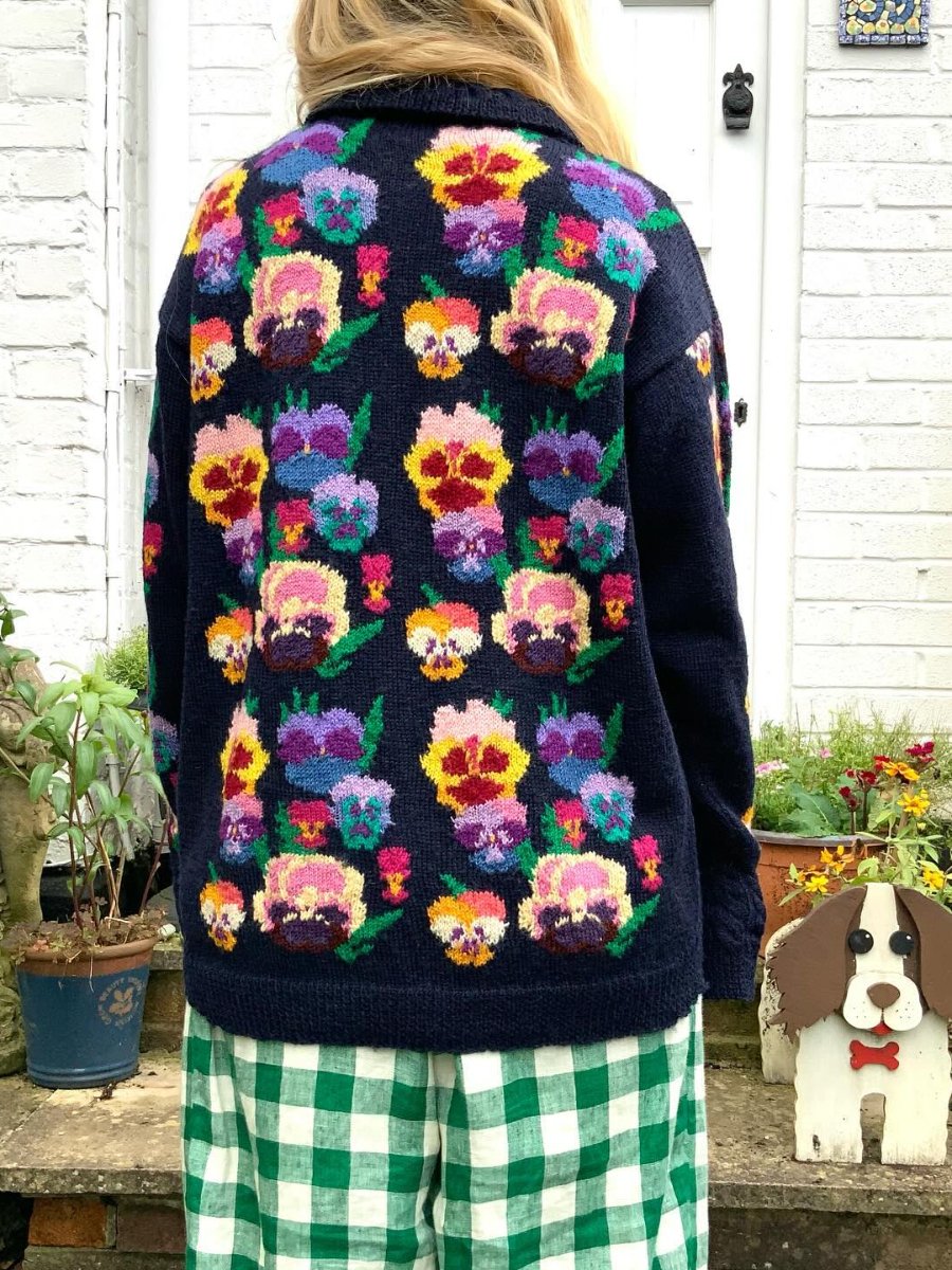 Handmade Vintage Pansy Cardigan