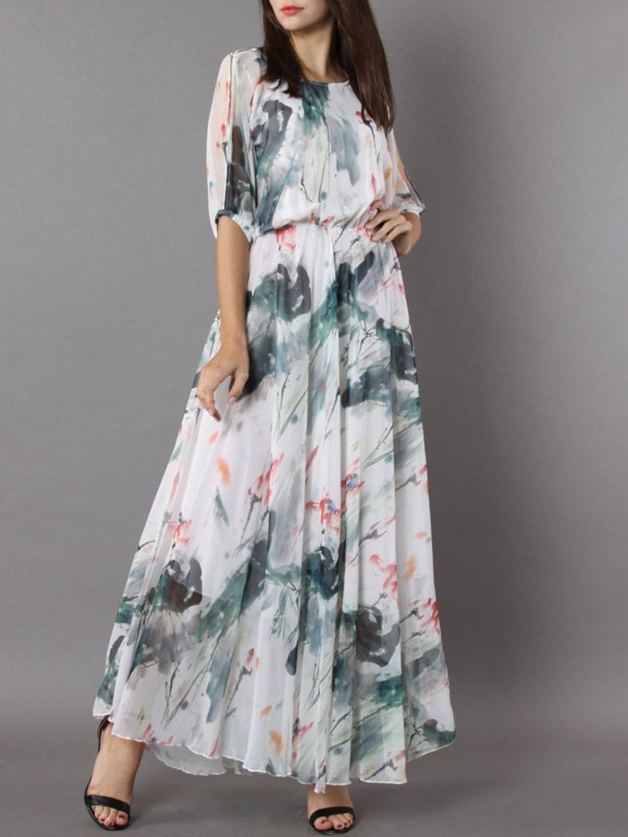 Painted Elegance Watercolour Dress