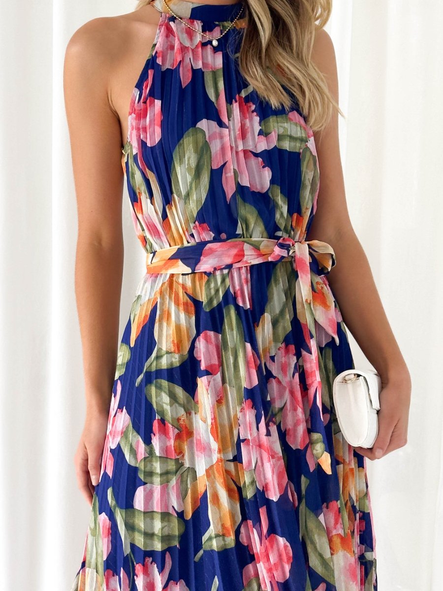 Navy Floral Midi Dress