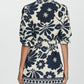 Floral Print Three Quarter Sleeve Dress