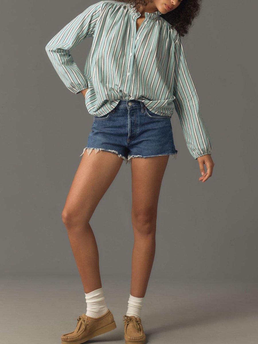 Cotton Long Sleeves Button Top