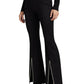 Embellished Bow Top and Rhinestone Stretch Boot-Cut Pants Set