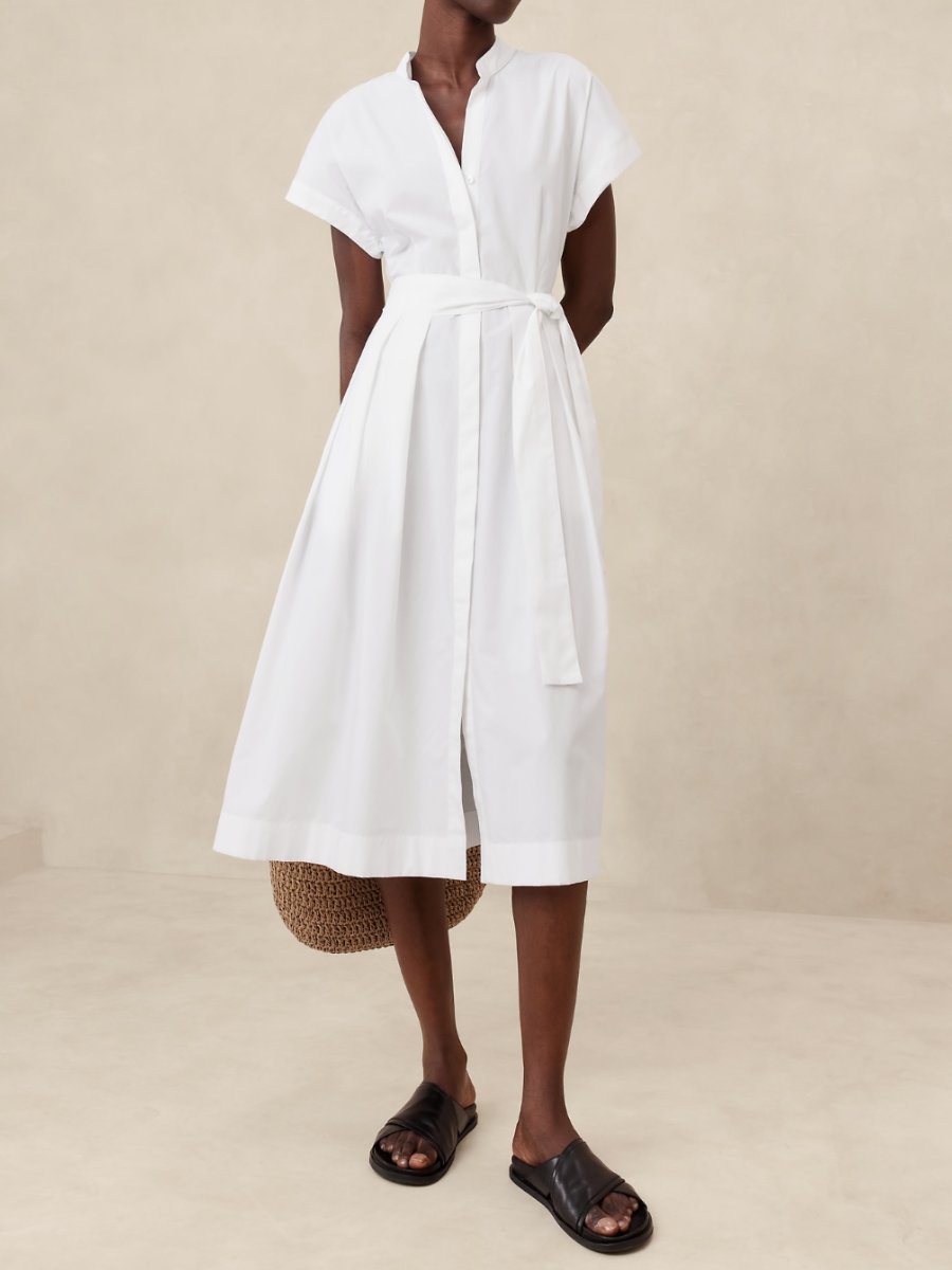 Poplin Belted Midi Dress